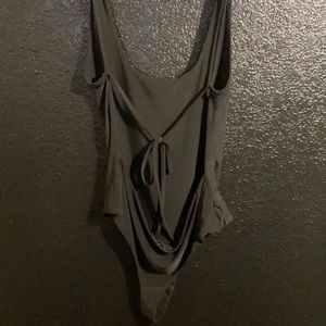 Pretty Little Thing Open Back Black bodysuit